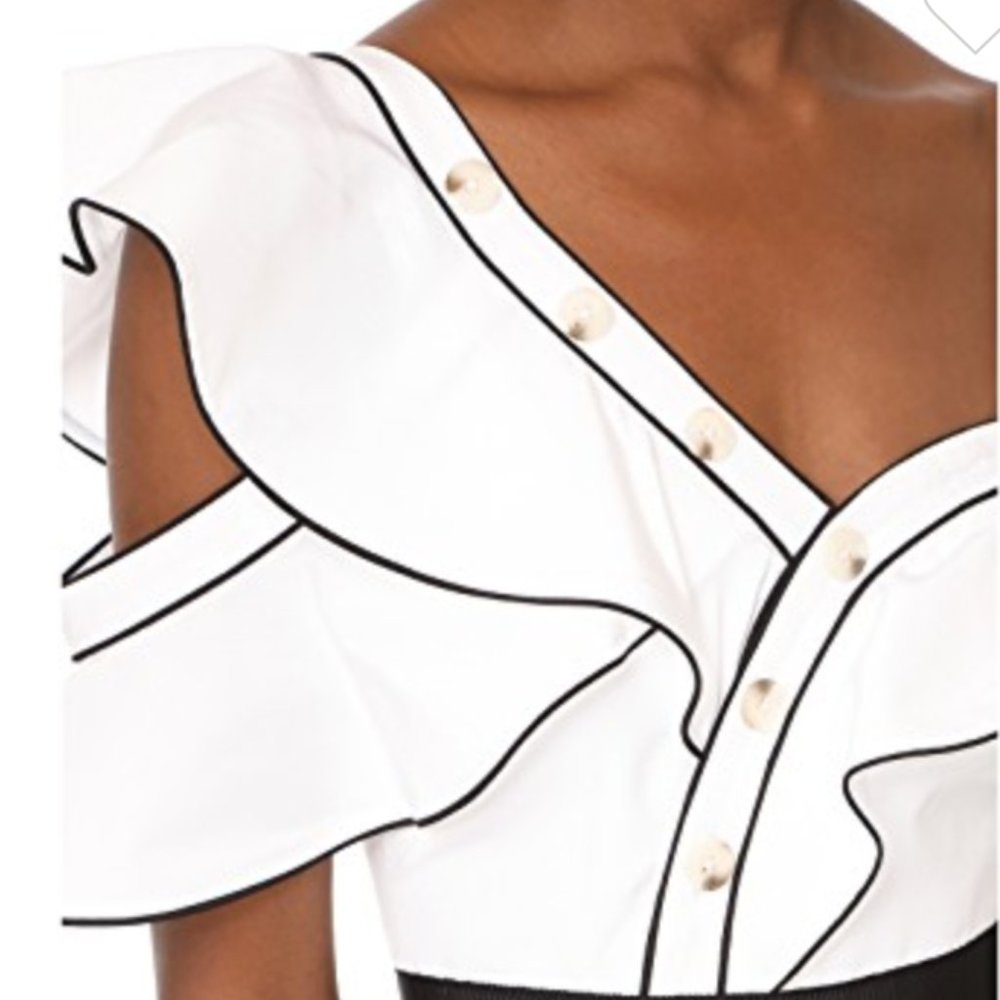 Self Portrait B&W Ruffle Jumpsuit | Night Out | Size 0 - Picture 6 of 17